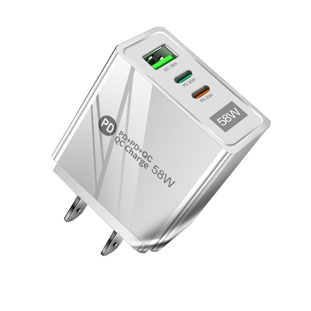 58W Dual Fast Charger with 2PD & QC3.0 for EU/US/UK/KR/AU