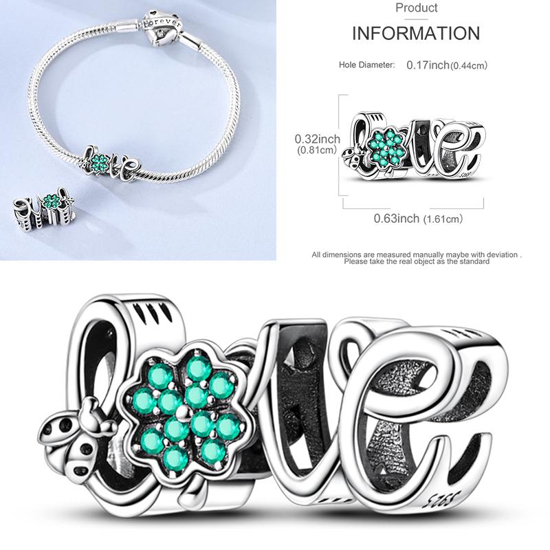 Neuer 925er Silber Kaktus Kleeblatt Anhänger Frühlingsgrüne Serie Perlenanhänger Für Original Perlenarmband DIY Schmuck