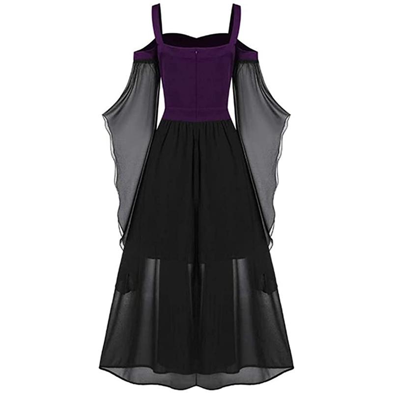 Abito Medievale Gotico Vintage da Donna con Spalle Scoperte e Allacciatura Costumi Cosplay di Halloween Festa di Carnevale Spalline a Bretella
