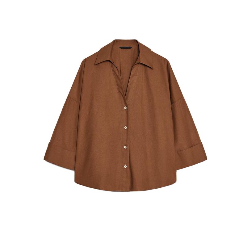 Spring New Women's Clothing Asymmetric Hem Wide Sleeve Poplin Comfortable Long Sleeve Lapel Shirt 2246255