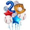 9pcs Baseball Themed Aluminum Foil Balloon Set 32inch Digital Pentagram Glitter Ball Children's Birthday Party Decoration