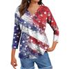 Women's Tops Three-quarter Sleeve Shirt V-neck Loose Casual Shirt Print T-shirt