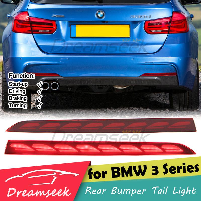 

LED Rear Bumper Reflector Brake Stop Tail Light For BMW 3 Series F30 F31 Sedan Touring M Sport 2012- With Red Turn Signal
