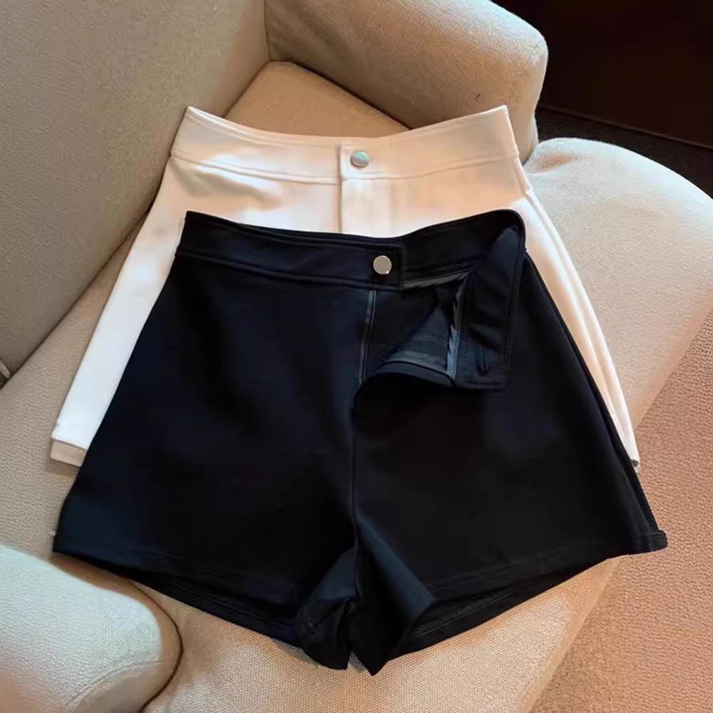 2024 Spring/Summer Women's High Waist Slimming A-line Black Elastic Hot Pants Shorts