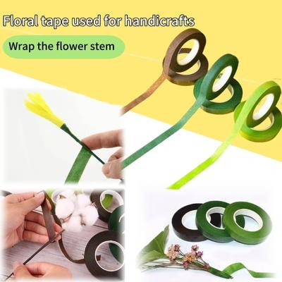 1-12Rolls Green Bouquet Floral Tape Self-adhesive Stamen Wrapping Paper Tape DIY Flower Decor for Florist Wedding Party Supplies