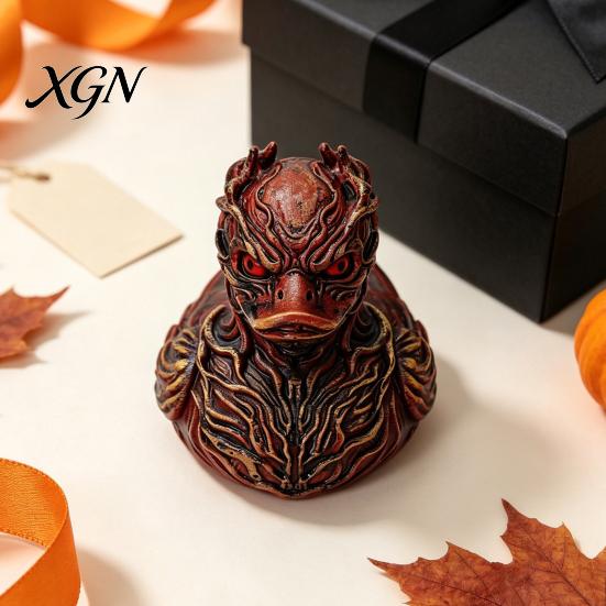 Kleines Harz-Autozubehör Halloween Horror Entenfigur, Teufelstier Statue, Gruseliges Badezimmerornament Gotisches Schreibtischdekor für Regal Schreibtisch