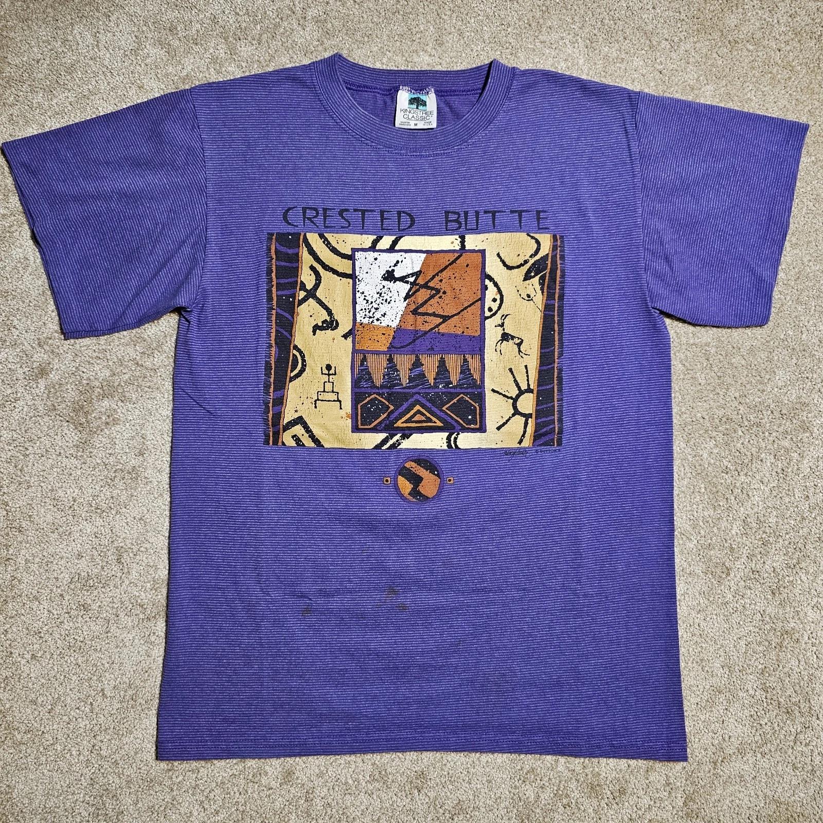 

Vtg 80s 90s Kingstree Classic Single Stitch Mens M Crested Butte T-shirt Purple S