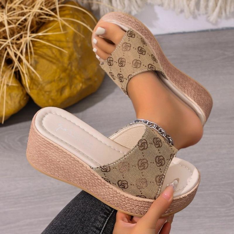 Fashion Women Slippers Plus Size High Heels Beach Shoes 2025 New Chunky Platform Sandals Brand Designer Wedges Slippers Slides Women