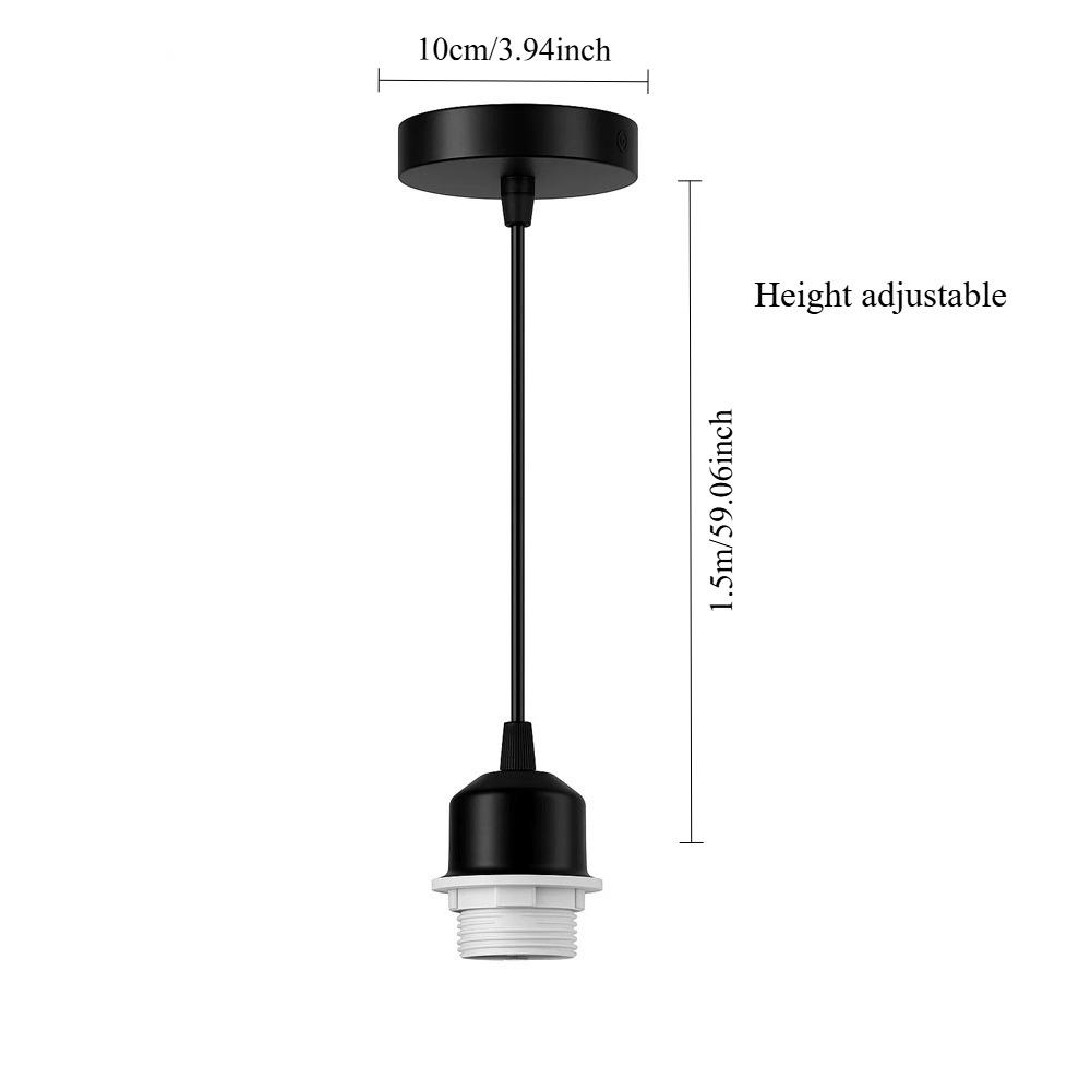 1/5PCS 1.5M Metal E27 Pendant Light Fitting Modern Industrial Lamp Holder with Lock Ring Black White Gold Braided Flexible Cable