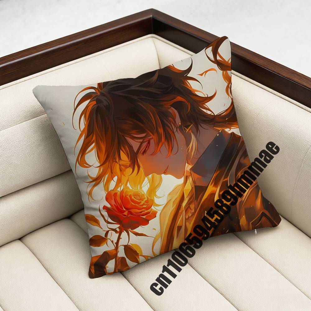 Genshin Impact Zhongli Throw Pillow Case Sham 45X45Cm 35X35Cm Square Bedroom Pillowcase Cushion Cover
