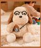 Cute Egg Tart Dog Plush Toy with Glasses - Palm-Sized Cloth Doll for Girls