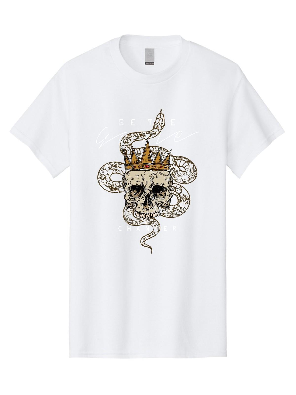 Crown Skull Mens Graphic Tee, 100% Cotton, Casual Summer Wear S