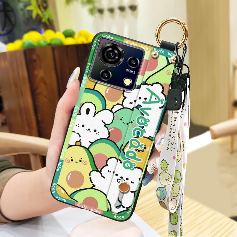 Cute Lanyard Phone Case For ZTE Blade V50 Vita Back Cover Durable Kickstand Fashion Design Waterproof Wristband Ring
