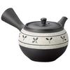 Yamashita Kogei Tokoname Ware Zuisen Black Clay Round Teapot with Medium Band and Mesh Finish, 290cc, Product Number: 13039620