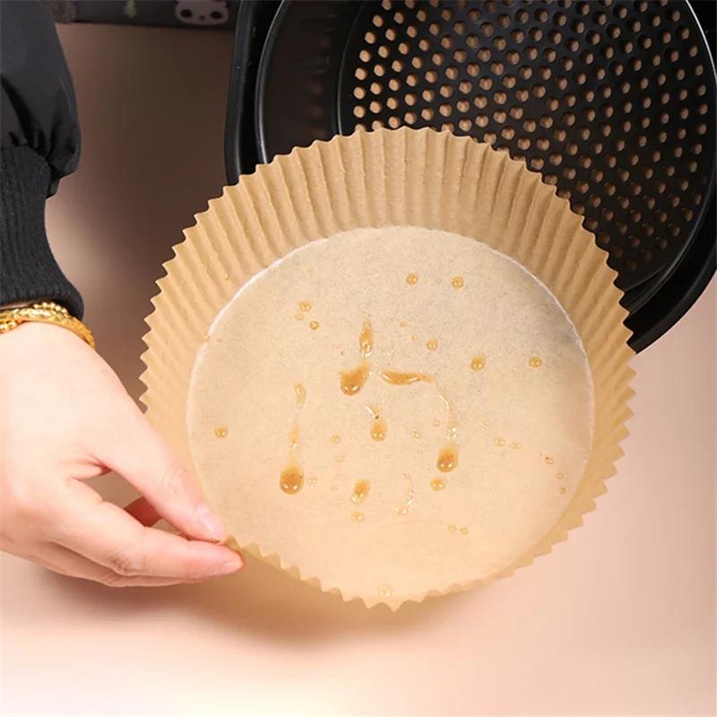 Non-Stick Disposable Round Baking Paper, 50PCS, Air Fryer Parchment Paper Liners, Food Oven Kitchen Tray, Barbecue Plate