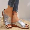 Fashion 2025 Gold Silver Wedge Sandals Women Summer Lightweight Open Toe Platform Sandals Woman Plus Size Thick Bottom Gladiator Shoes