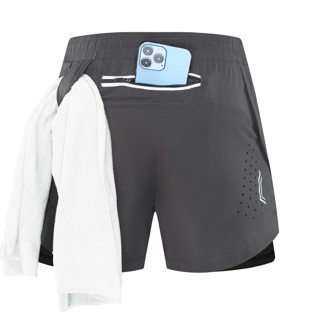 Herren Sommer Doppellagige Schnelltrocknende Lauf- & Basketballshorts