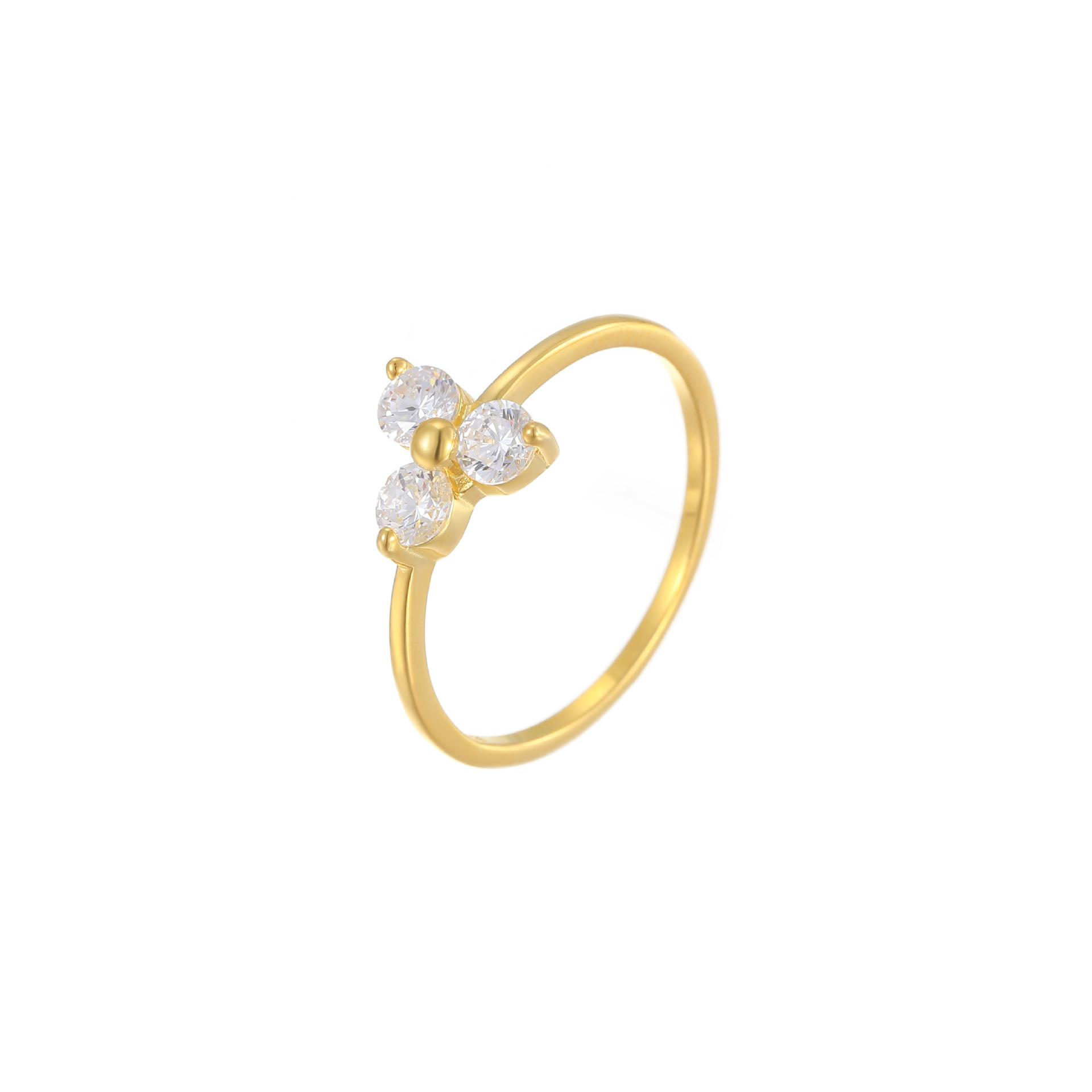 

925 Sterling Silver 3-Stone Flower CZ Ring | Gold/Silver Daisy CZ Ring | Hypoallergenic Fashion Jewelry 5 золотой