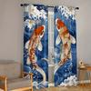 2pcs Japanese Ukiyo-e Red Carp Wave Print Curtains   Contemporary Semi-Sheer Polyester 100   Machine Washable   Rod Pocket Hanging