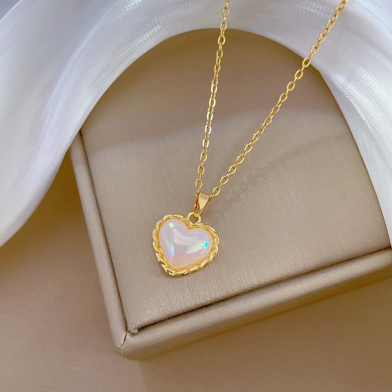 Titanstahl Liebe Meerjungfrau Ji Leichter Luxus Temperament Wunderschöne Voll Diamant Halskette Damen Vielseitige Schlüsselbeinkette Titanstahlkette