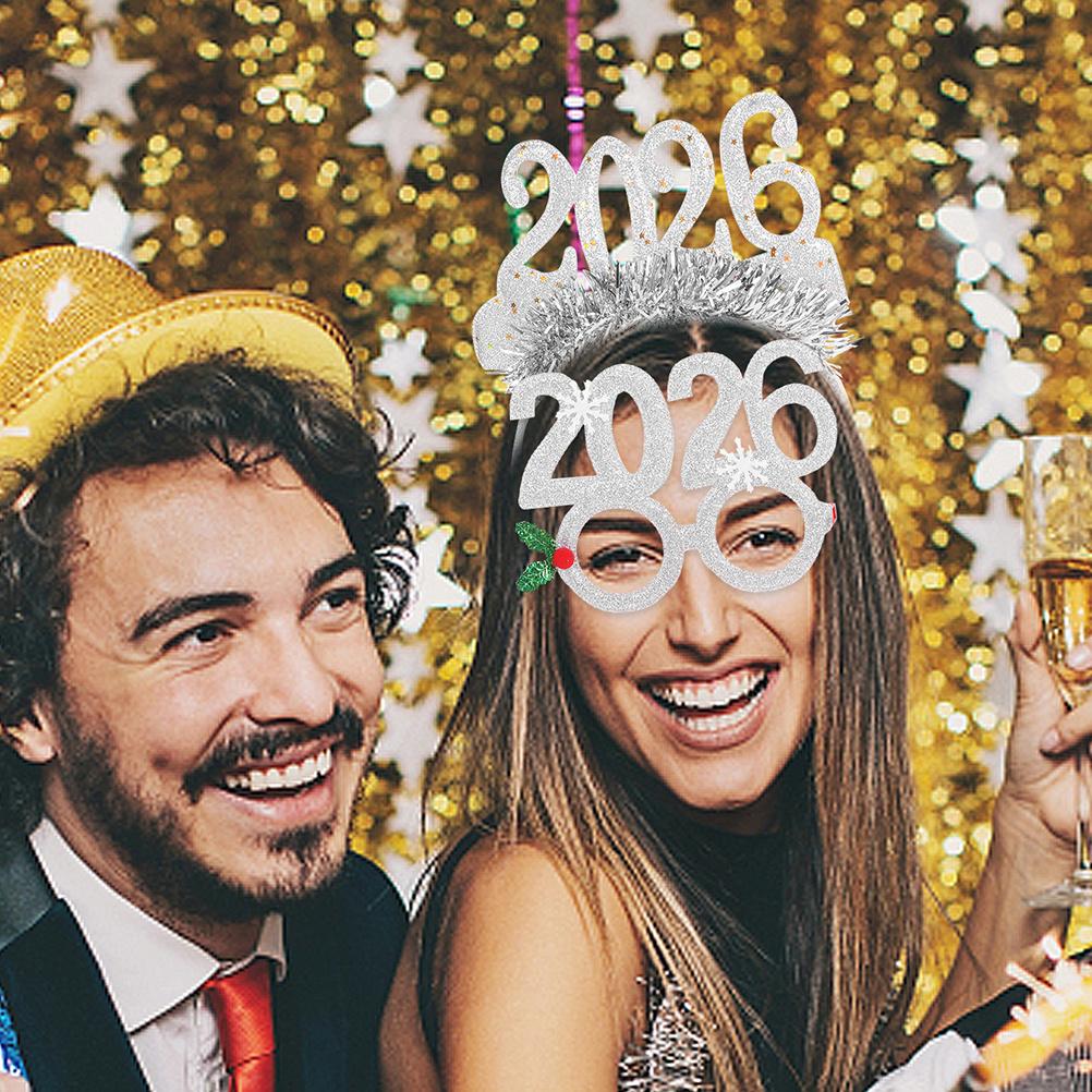 4Pcs New Year Headbands Holiday Party Supplies Festive Number Design Comfortable Fit Christmas Celebration Headwear