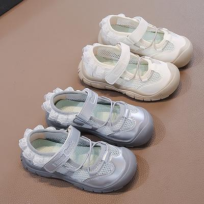 Girls' Sneakers2026Summer New Lace-trimmed Children's Sports Fashion Soft-soled Non-slip Princess Shoes for Little Girls