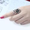 Gothic Women's Rose Flower Vine Alloy Enamel Finger Ring Cosplay Jewelry Gift