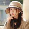 Autumn and winter hat women's casual versatile bucket hat shading bow basin hat showing face small bucket hat