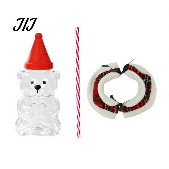 Decorative Glassware for Home Decor 20oz Bear Straw Cup, Cute Bears Glass Cup with Straw, Reusable Novelty Gift Christmas And Halloween Tumbler