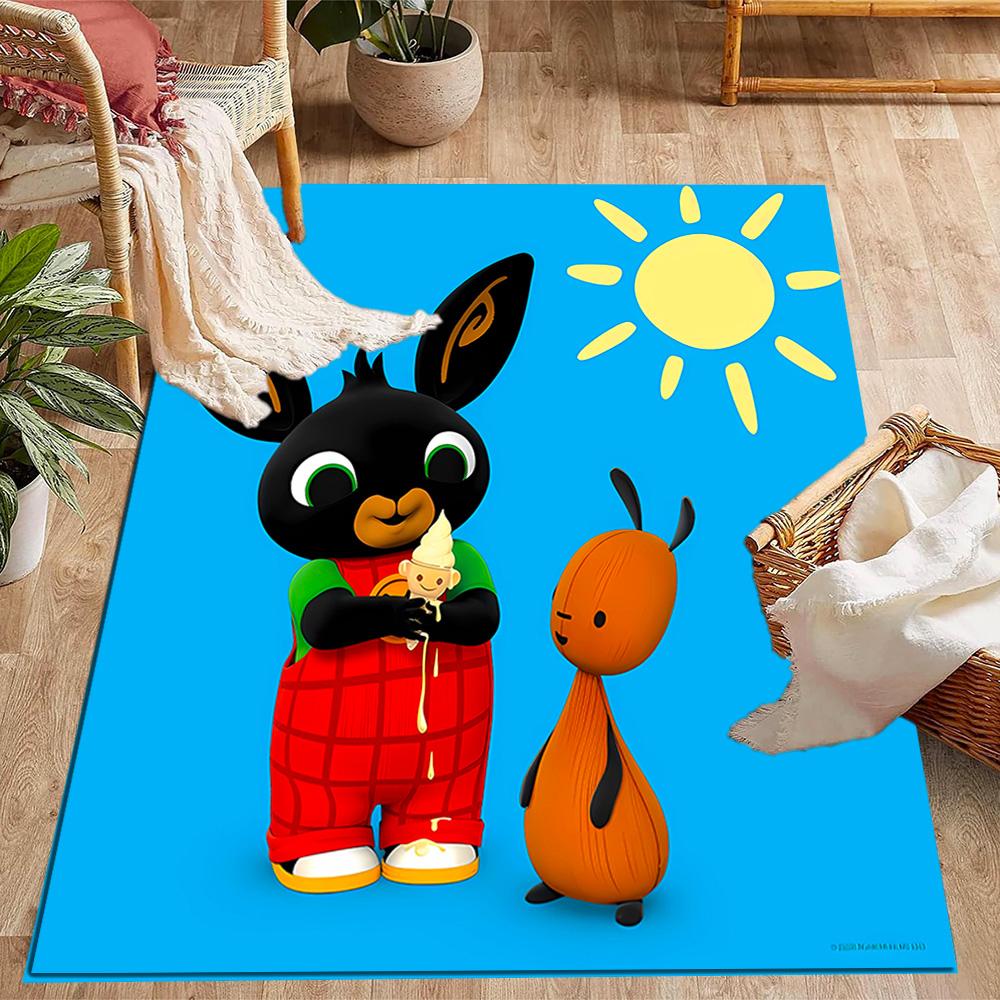 Bing's Birthday Celebration Themed Anti-Slip Rugs - Polyester Home Decor, Suitable for Bedrooms, Living Rooms, Doorways, Studios, and Decorations