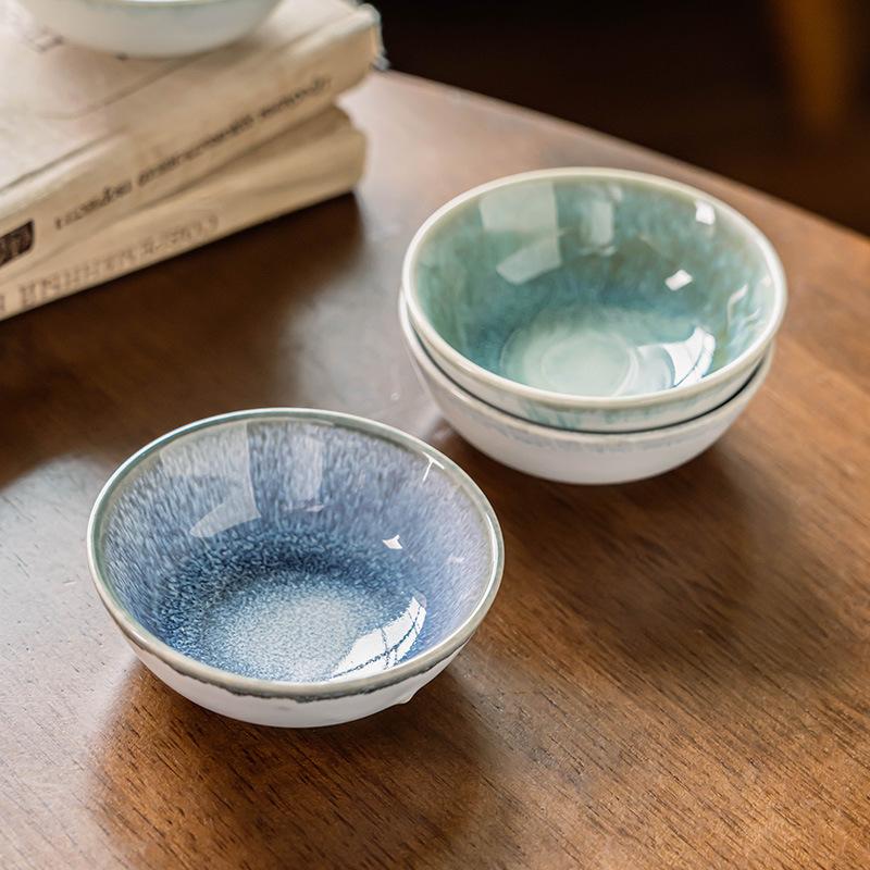 Ceramic Taste Plate, Japanese Kiln Change Plate, Retro Style Tableware, Seasoning Plate, Dipping Plate, Household Round Vegetable Plate, Snack Plate