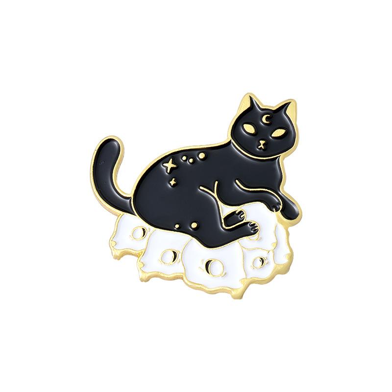 Fashionable Ghost Black Cat Lapel Pin For Men And Women Ideal For Halloween Decorations