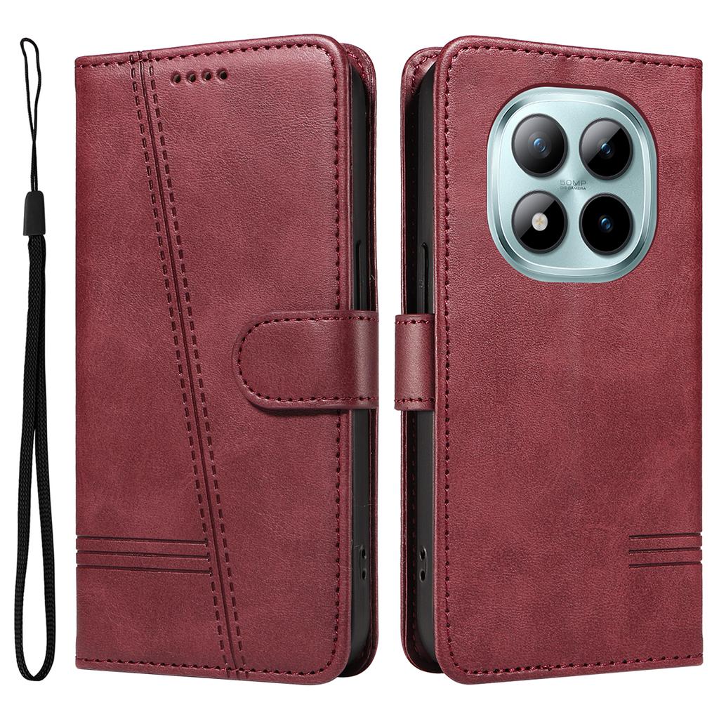 Dla Xiaomi Poco M8 Pro 5G/Redmi Note 15 Pro+ 5G (Światowy) Etui portfelowe Linie w kształcie litery T Skórzane etui na telefon z podstawką