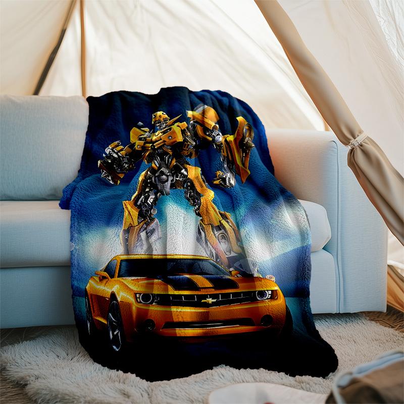 Bumblebee and Optimus Prime1 printed throw blanket—lightweight,soft,warm;versatile blanket for all seasons—perfect as &air-conditioning throw,nap blan