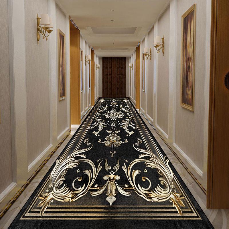 Luxury Golden Aisle Carpet Runner Non-slip Long Corridor Carpets Washable Porch Entry Doormat Home Living Room Hallway Area Rugs