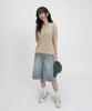 LEMAIN SECOND Oversized Washable Crew Neck Cable Short Sleeve Knit [Beige]