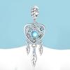 Ahthen copper Bead Charms Love and Blue Circle Dangle Charm fit Snake Chain Bracelets Necklaces for Women Jewellery Making