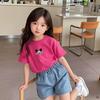 Kids Summer Cotton Loose Short Sleeve T Shirt Boys Girls Thin Round Neck Half Sleeve Top Fashionable Cartoon Print