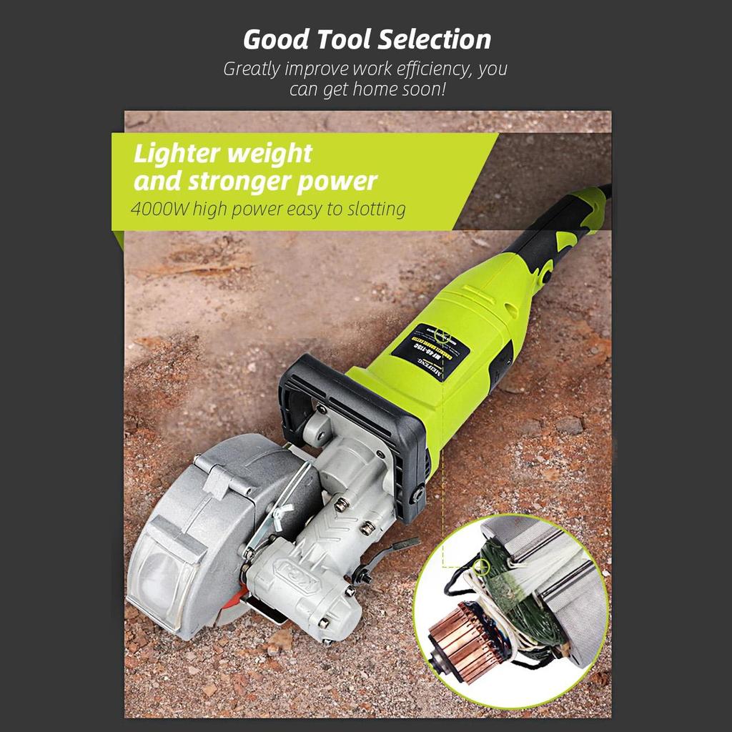 4000W 220V Electric Wall Chaser Groove Cutting Machine Wall Slotting Machine Steel Concrete Circular Saw Electric Tool Set