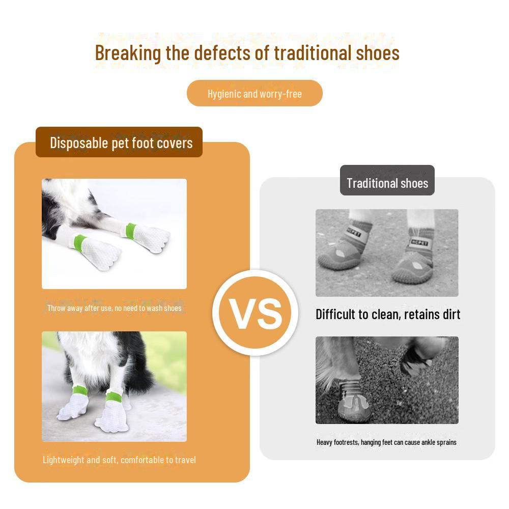 Disposable Waterproof Dog Shoe Covers: Anti-Dirt, Anti-Drop Footwear for Small Dogs and Teddy Breeds.