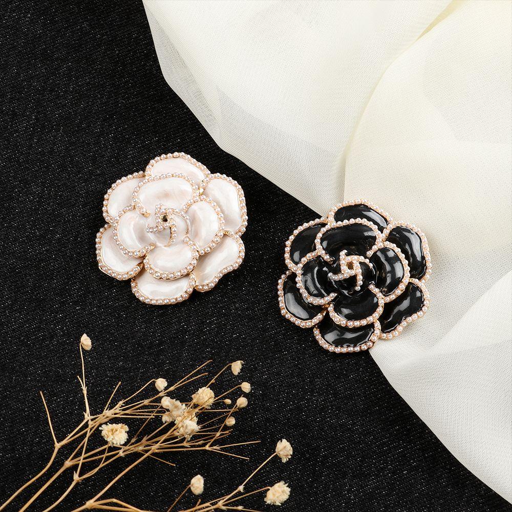 Jewelry Accessories Elegant Pin Enamel Rose Flower Brooch Alloy Coat Brooch Pearl