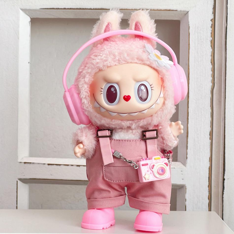 15/17Cm For Labubu Clothes Dolls Sitting Party 1St 2Nd 3Rd Headphones Overalls Shoes Set Apparel Accessories Lovely Outfit Gift