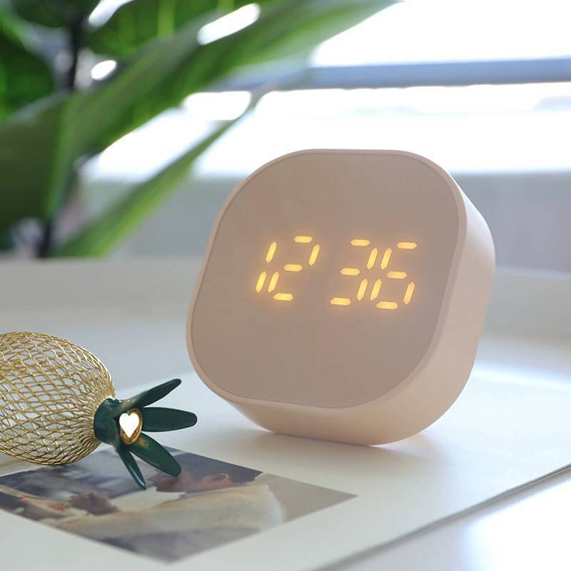 Mini Square Alarm Clock With Touch Screen Timer And Temperature Use Display