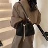 Soft Solid Faux Suede Simple Commuting Crossbody Bags   Sewing Sweet Bags for Women Thread String Women's Handbags
