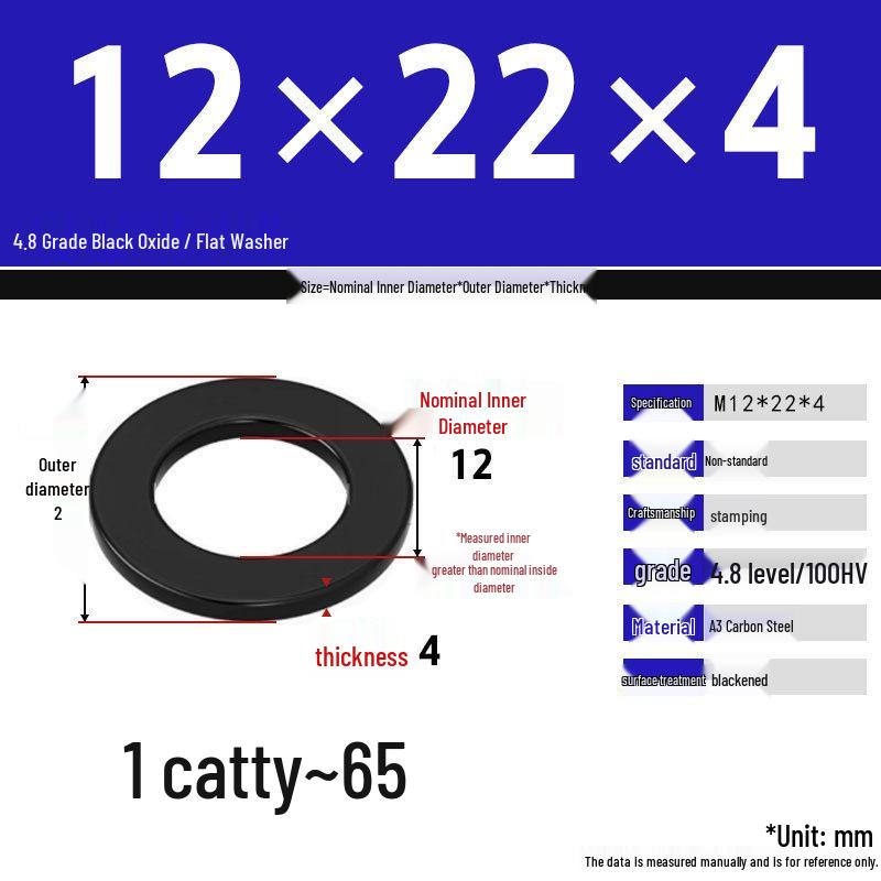 Blackened Enlarged Thickened Metal Washer - M3-M42