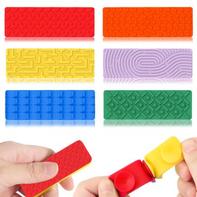 6Pcs/Set Silicone Sensory Bar Toy Stress Relief Textured Strip Quiet Home Office Work Decompression Relaxation Tools