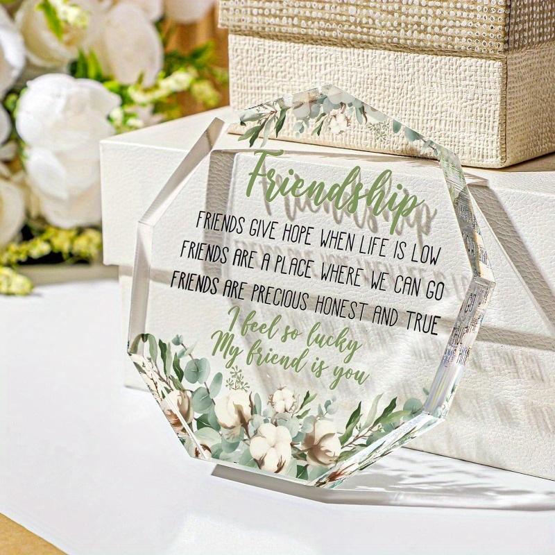 Cotton Flower Friendship Heart - Acrylic Keepsake for Coworker & Retirement Gifts