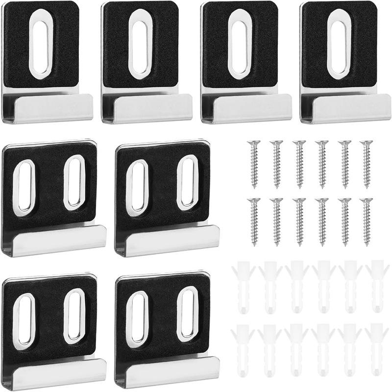 Stainless Steel Mirror Holder Clips, Square, Set of 4