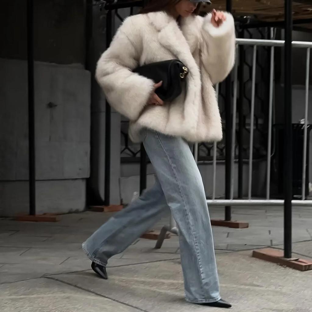 New fox fur coat, suit collar loose fur coat, medium and long large size women's fur coat