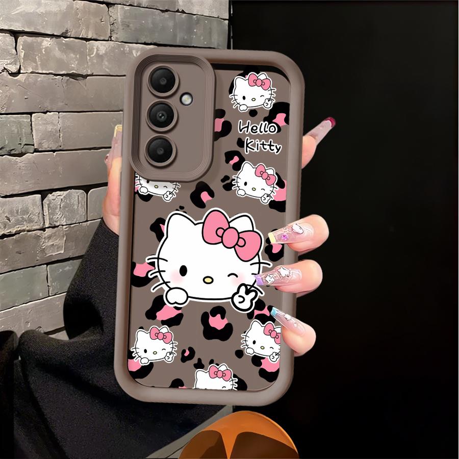 Hello Kitty Leopard Print Pattern Case for Samsung Galaxy A06 A15 A14 A11 A13 A30 A12 A07 A04 A17 A16 A50 A05 A20 Phone Cover
